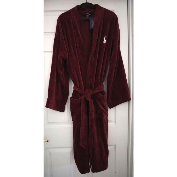 Polo Ralph Lauren RL91WW-00D Men's Sz S/M Classic Wine Terry Shawl Robe - Picture 1 of 9
